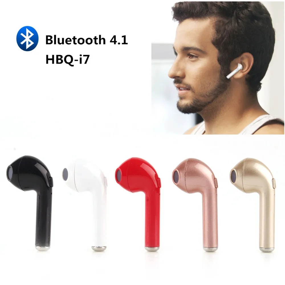 HB i7, беспроводные наушники, Bluetooth гарнитура, беспроводные, стерео, спортивные, в ухо, один наушник с микрофоном для iPhone 7 Plus, samsung, Xiaomi