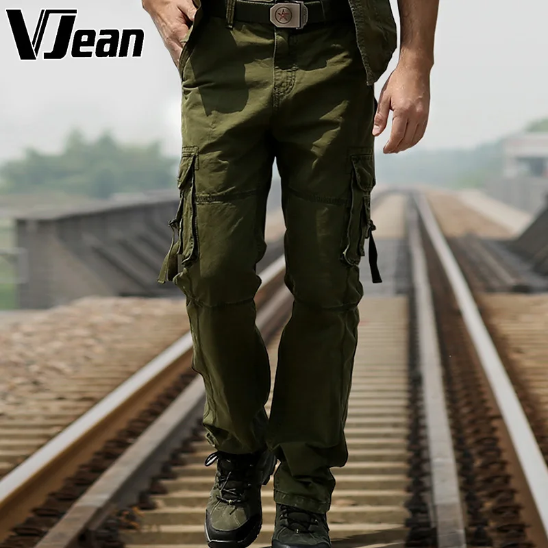 Men's Casual Military Cargo Pants Army Style Cotton Trousers Washed In ...