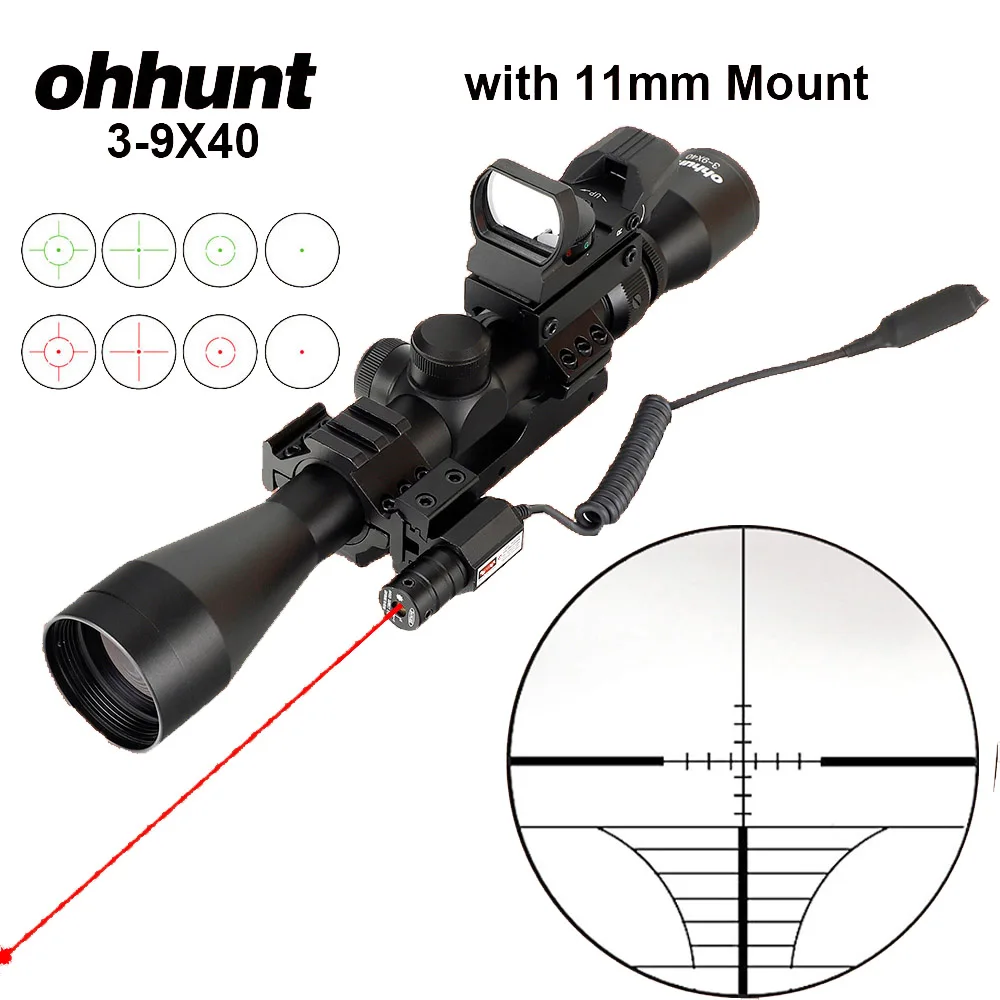 Ohhunt 3-9X40 охотничий комбинированный прицел проволока дальномер Сетка арбалет или Mil точка Сетка прицел тактические оптические прицелы - Цвет: with Dovetail Rings