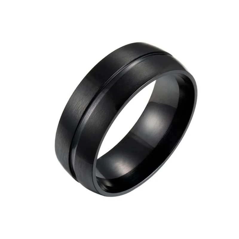 Stainless Steel Ring Finger Ring Men's Black Simple Ring Fashion Stainless Steel Ring Birthday Gift Party Men's Jewelry