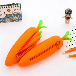 Симпатичные мягкие силикагель морковь пенал Творческий Овощной канцелярские мешок ручки школьные принадлежности для девочек Kawaii Пенал