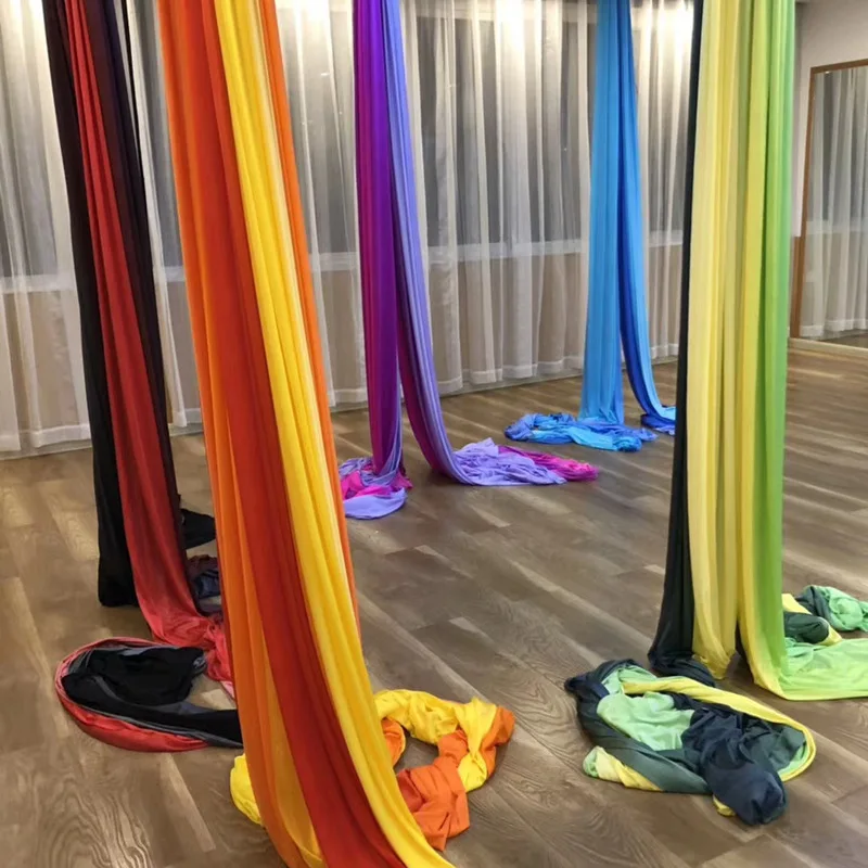 5m Aerial Yoga Hammock Elasticity Swing Multifunction Anti-gravity Training Belts Swing Flying Yoga Bed Exercises Gradient Color
