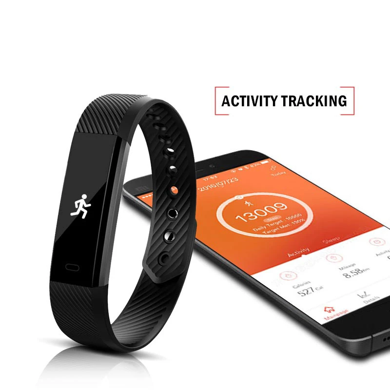 

ID115 Smart Wristbands Fitness Tracker Smart Bracelet Pedometer Bluetooth Smartband Waterproof Sleep Monitor Wrist Watch