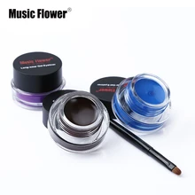 Music Flower Brand Black Waterproof Eyeliner Gel Makeup Cosmetic Gel Eye Liner With Brush 24 Hours Long-lasting High Quality