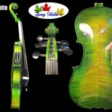 Зеленый цвета 5 струн 4/4 электрическая скрипка+ акустическая скрипка#8641