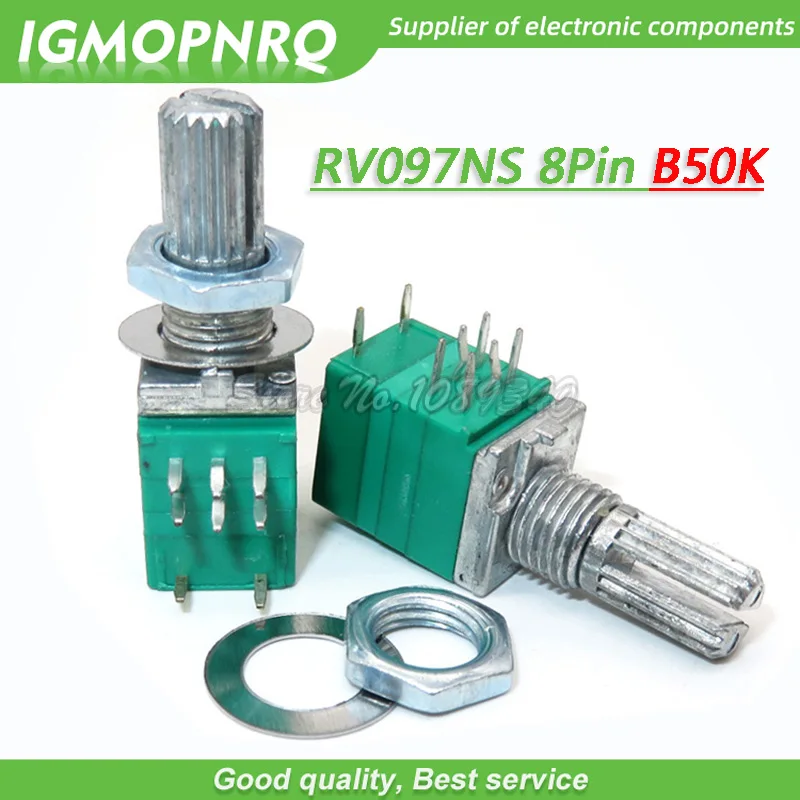 buy 5PCS RV097NS 50K single linked B50K with a switch audio 8pin shaft 15mm power amplifier sealing potentiometer IGMOPNRQ