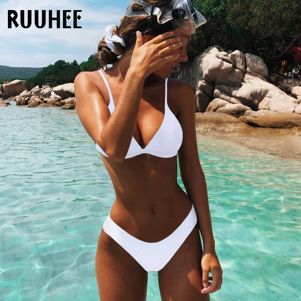 Billig RUUHEE Brazilian Bikini Bademode Frauen Badeanzug 2019 Micro Bikini Set Push Up Badeanzug Beach Wear Maillot De Bain Femme