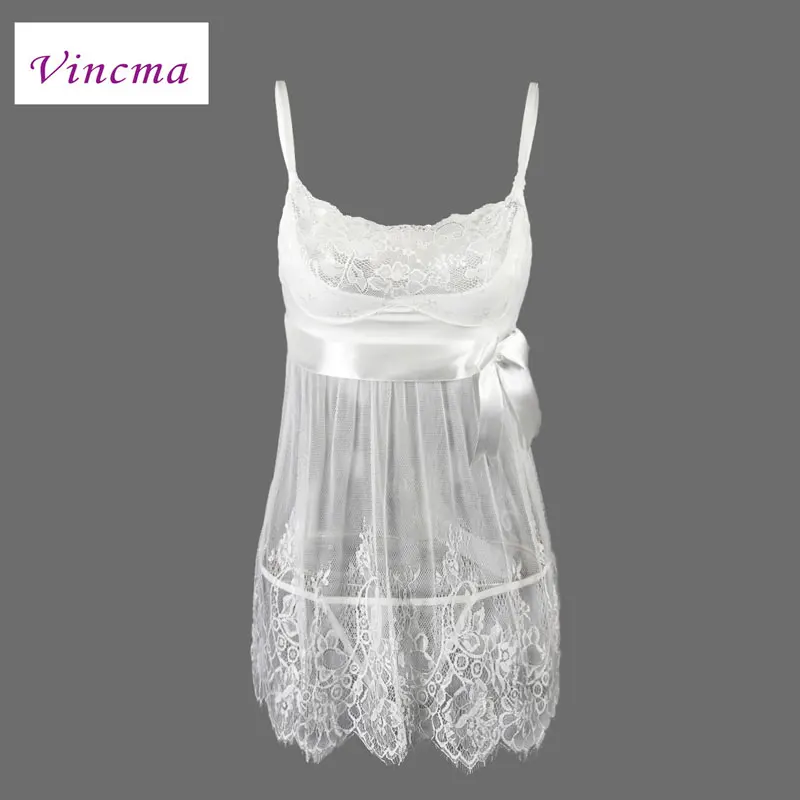 

S M L 4XL 5XL 6XL Plus Size Women White Transparent Dress Lingerie Sexy Hot Erotic Big Bow Lace Underwear Lenceria Sexy