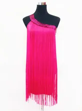 Single Shoulder Fringe Dresse one shoulder sloping shoulder slim hip vest dress flare sequined club mini dance dress with tassel