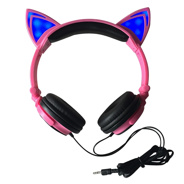 Kids LED Cat Ear Wired Cute Headphone Big Gaming Luminous Earphone Headset With Mic For iPhone Samsung Computer Phone Headfone