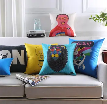 

Free Shipping!Colorful scenic animal people square throw pillow/almofadas case 45 53 60 30x50,european cushion cover home decore