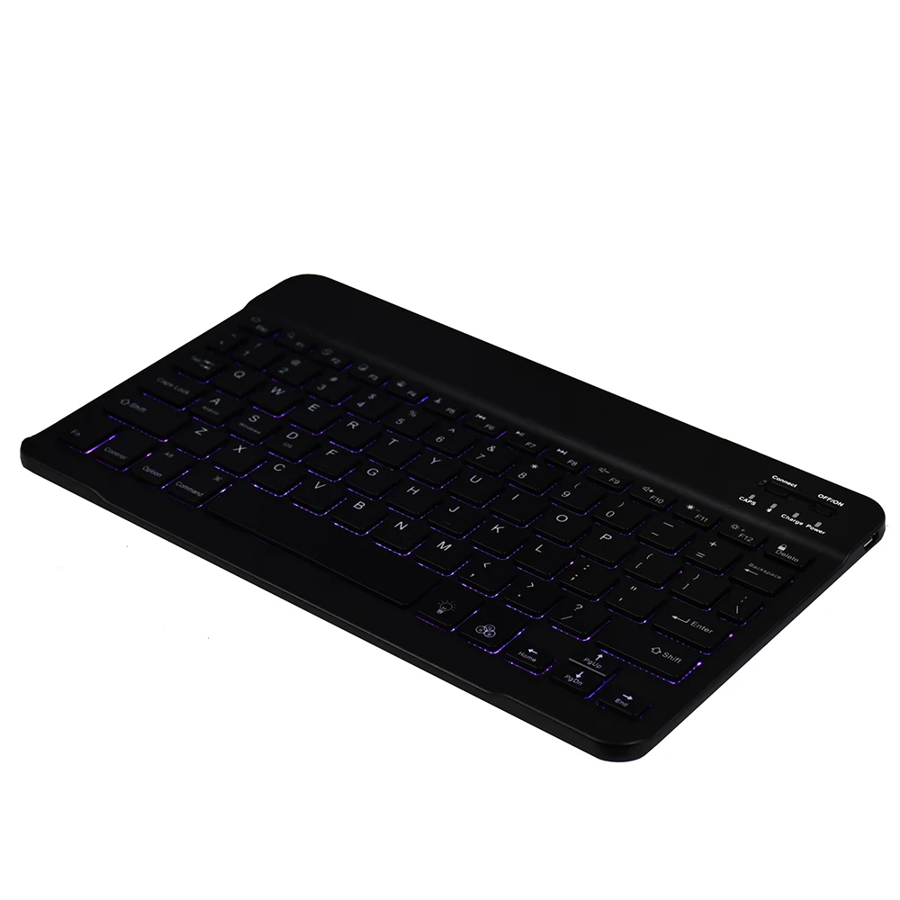 Zienstar Slim Rechargeable Wireless Bluetooth KEYBOARD with7 Colors LED BackLight for IPAD/Iphone/Mac/LAPTOP/DESKTOP PC/TABLET