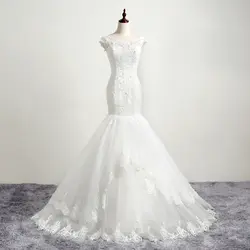 Модные кружево Русалка свадебное платье 2018 Белый Vestido De Casamento See Through спинки Винтаж Свадебные платья VS1009