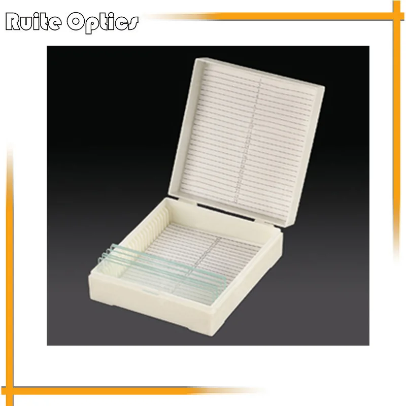 2PCS Portable Lab ABS Plastic Microscope Slides Holder Dispenser Box