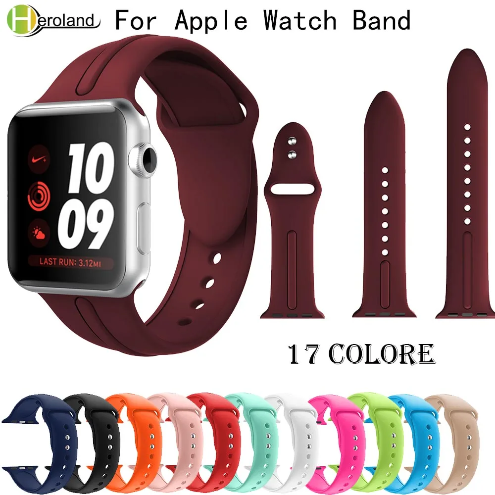 

sports Silicone Strap for apple watch band Series 1/2/3 42mm 38mm Watch band for iWatch 4 40mm 44mm smartWrist band hot Bracelet