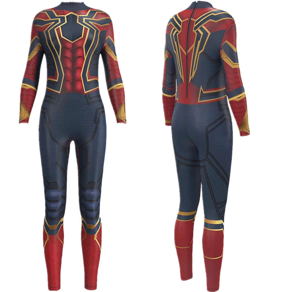 

Superhero Movie Spider-Man Iron Spider Jumpsuit Catsuit Sexy Cosplay Costumes Halloween Women Bodysuit Fancy Dress