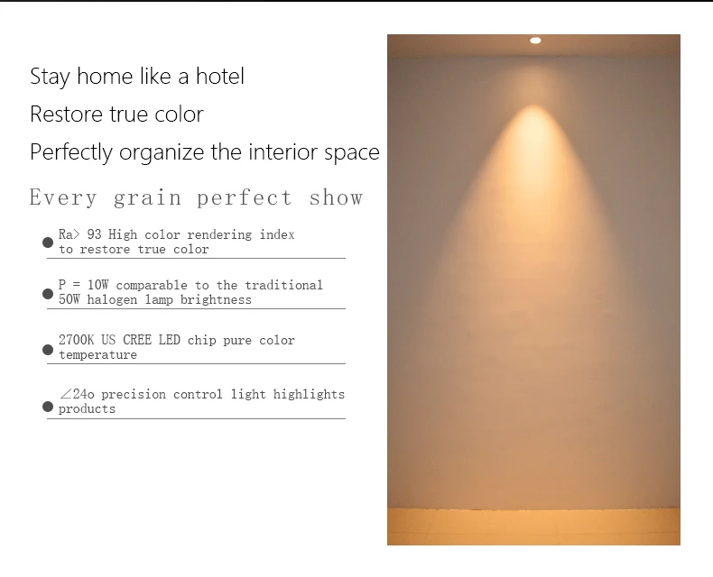 SCON 10 Вт Светодиодный точечный светильник высокого класса для отеля, виллы, встраиваемый потолочный светильник, настенный светильник CREE Ra> 93, Современный внутренний натуральный светильник