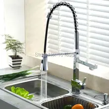 Розничная-роскошный латунный выдвижной кухонный кран, хромированный смеситель для раковины с душевой головкой, L14226