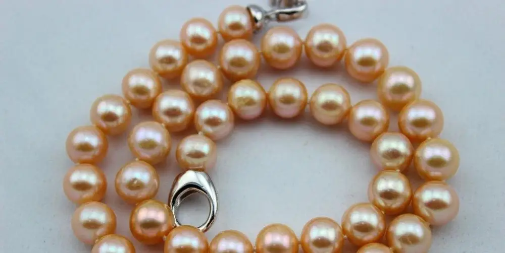 

Free shipping@@@@@ freshwater pearl necklace 10-11mm Natural pink Quality"handmade"alloy beauty17.5 a