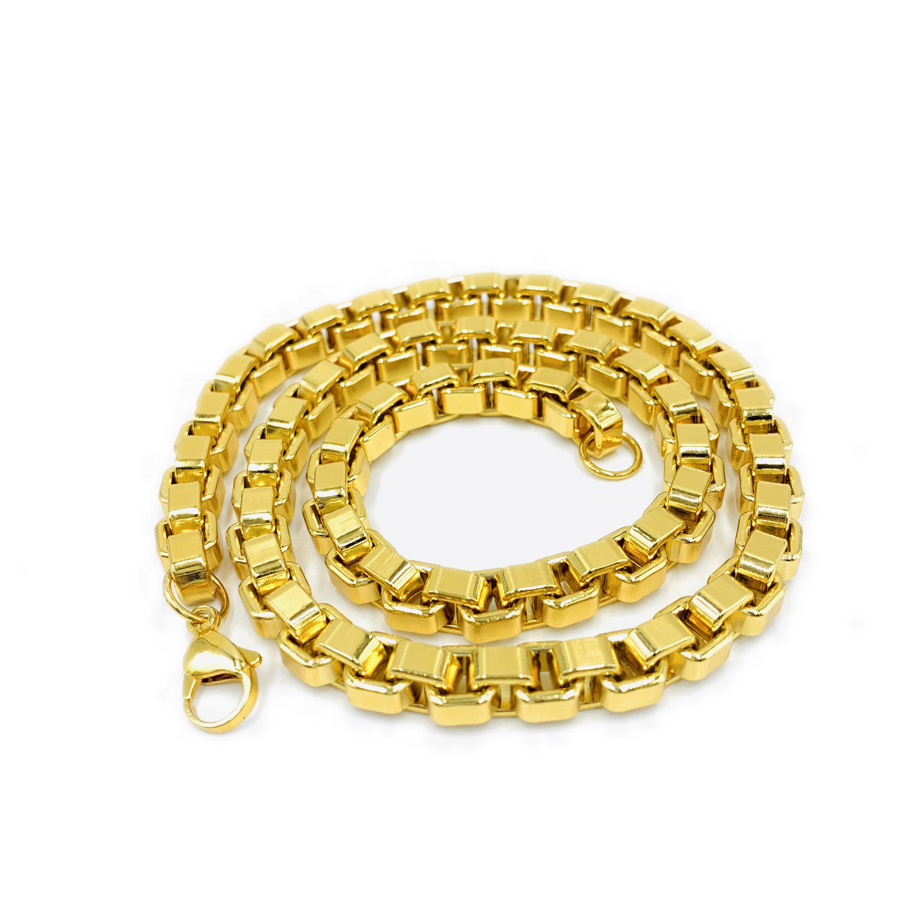 

USENSET Men's Jewelry Big Gold-Color Chain Cuban Link 9MM Stainless Steel Tone Punk Jewelry Charm Box Necklace,23inches