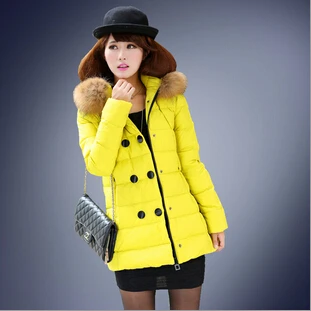 Размера плюс теплый меховой воротник с капюшоном парка куртка пальто европейский стиль средней длины розовый женские зимние куртки Casacos WUJ0524
