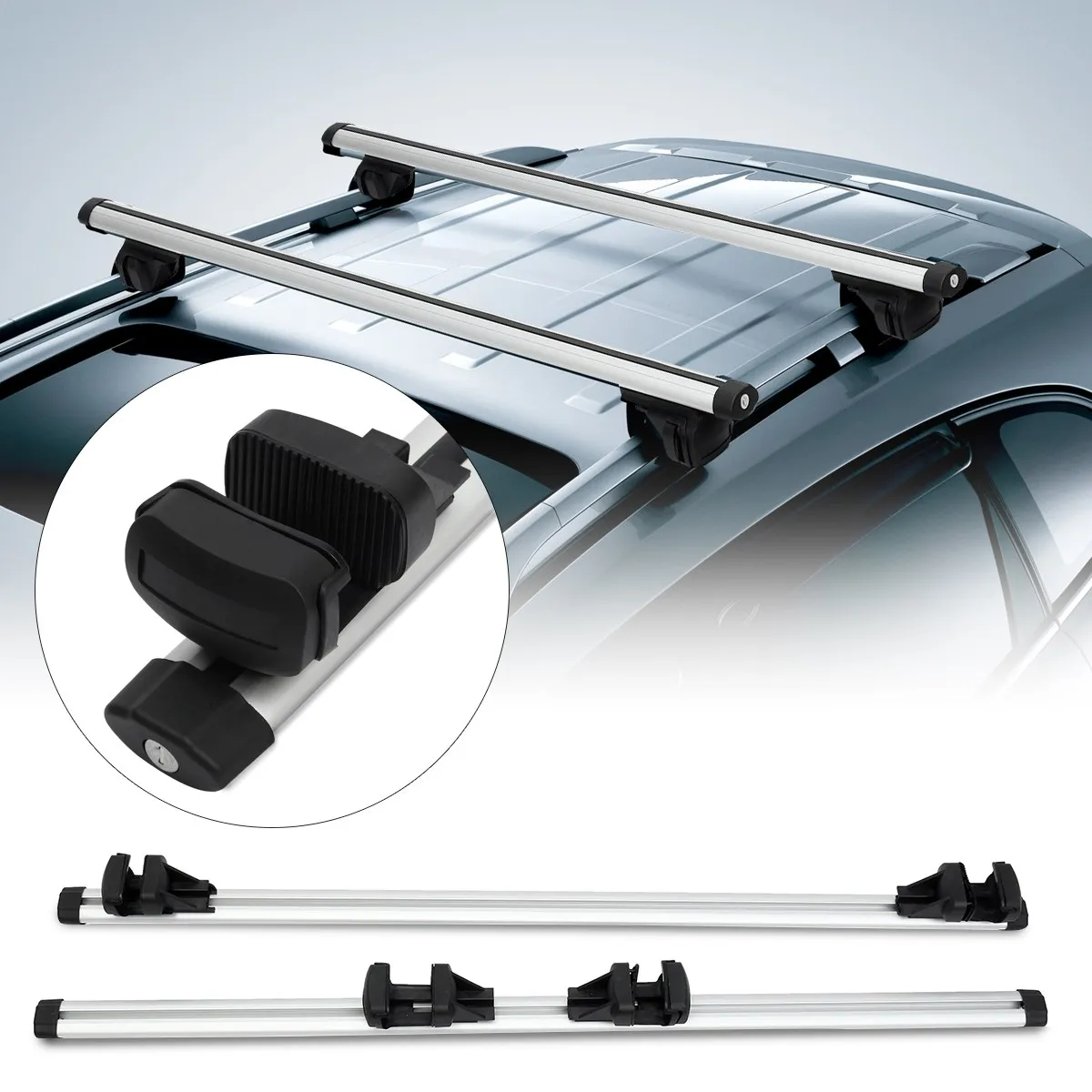 

130cm Universal Car Roof Rack Cross Bar with Anti-theft Lock Auto Roof Rails Rack Bars Outdoor Rooftop Luggage Carrier Racks