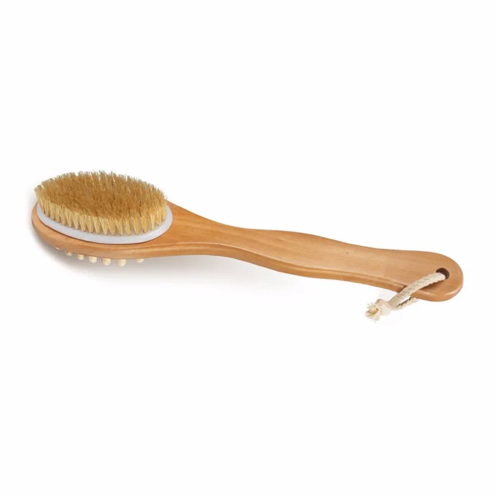 Practical Natural Bristles Long Handle Double Sided Bathing Brush