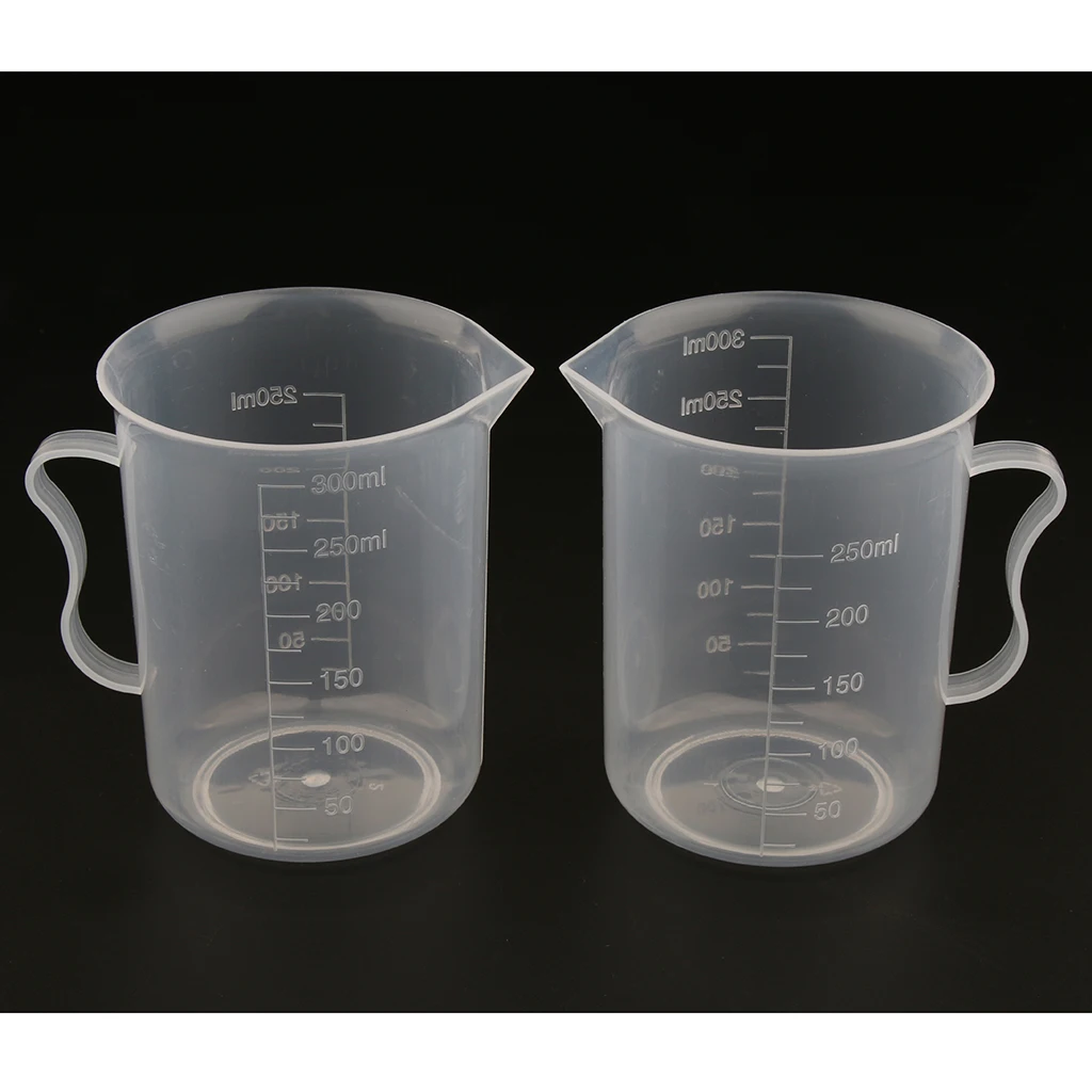 Clear Graduated Beaker Measuring Cup Jug with Handle Grip Metric 250mL 5pcs