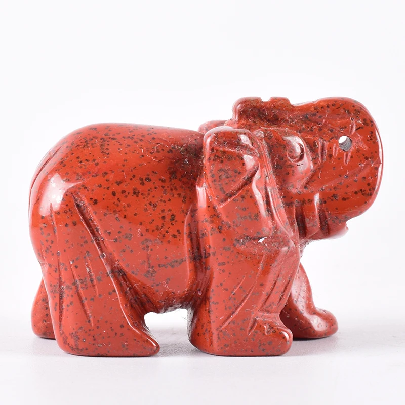 

Jasper Elephant Figurine Natural Stone Mini Animals Hand Craft Red Mineral Stone Statue craft For Decor Healing Crystal Gift