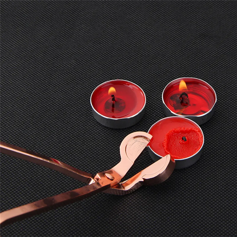 Creative Stainless Steel Candle Wick Trimmer Oil Lamp Trim Scissor Cutter Tool Hook Clipper Rose Gold Round Head Candle Scissors