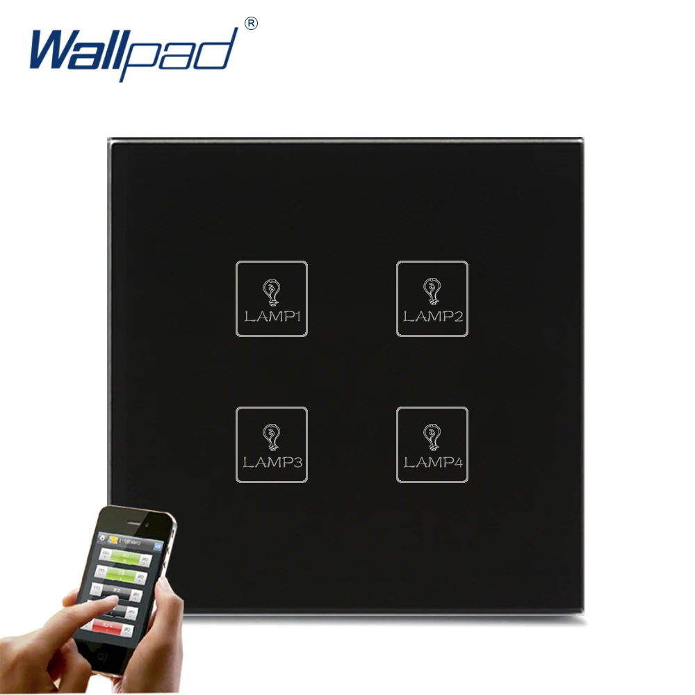 Беспроводной Android/IOS wifi 4 банды Swith Wallpad черный хрустальный стеклянный переключатель светодиодный wifi 4 банда пульт дистанционного управления сенсорный светильник переключатель