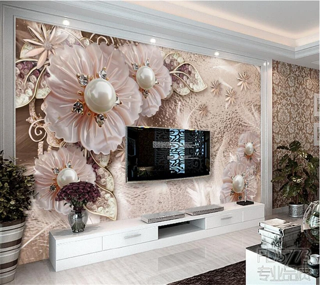 Beibehang Custom wallpaper beautiful luxury jewelry flower bedroom