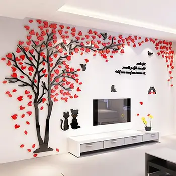 

3D Big Size Tree Wall Sticker Large Love Tree Room Decal Mural DIY Family Wall Stickers Home Arcylic Room Decor Art Mural