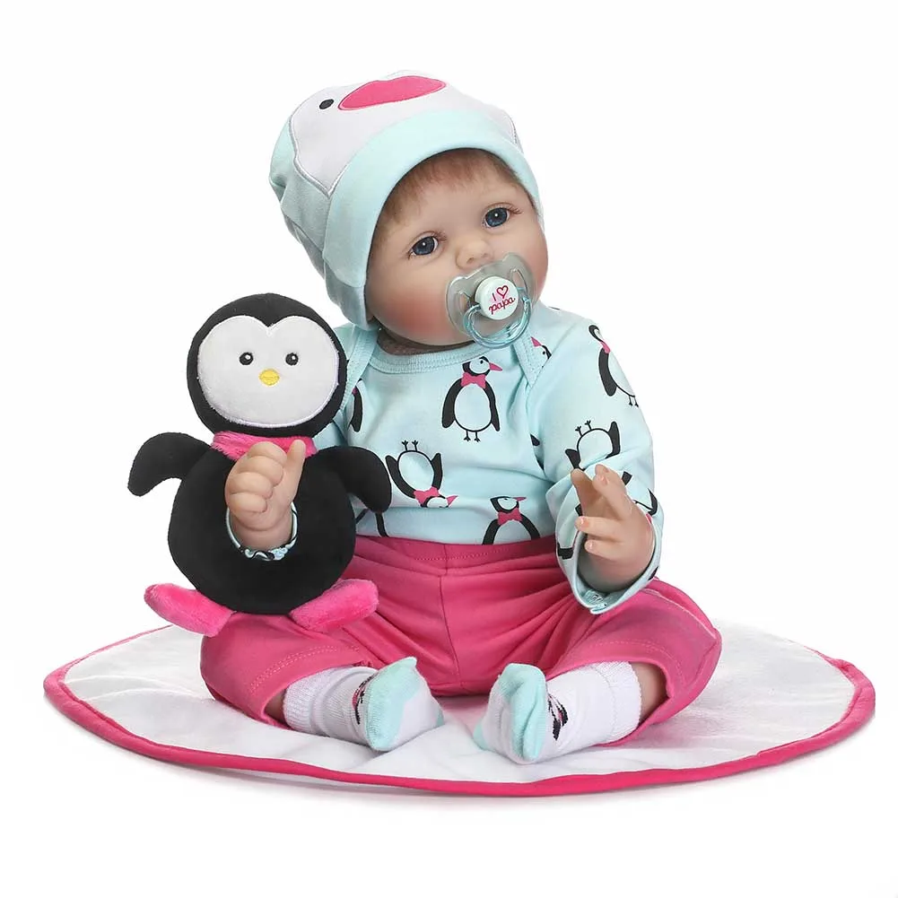 

NPK 22 Inch Lifelike Newborn Baby Doll Set Silicone Reborn Dolls for Kids Playmat Birthday Gift YH-17