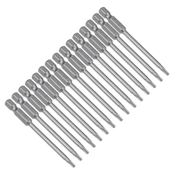

Uxcell 15pcs S2 Steel T10/15/20/30 Magnetic Security Torx Screwdriver Bits 1/4" Hex Shank 50/75mm Length for Electric Hand Tools