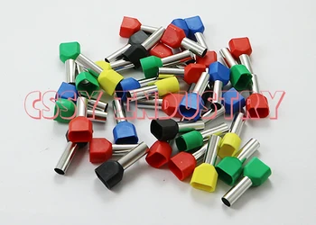 

50PCS/Lot TE10-14 2*10.0mm2 Twin cord terminal cable connector splice insulated terminal block kit wire cable ferrules