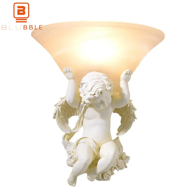 

BLUBBLE Modern Ceramic LED Wall Lamps Art Deco White Angel Bedside Wandlamp 110V/220V-240V E27 Stair Light Bedroom Wall Sconce