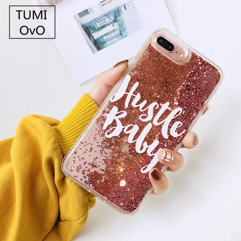 

Diamond Luxury Cute hustle baby Bead Bling Glitter Star Dynamic Liquid Quicksand Phone Case For iPhone 6 6S 7 8 Plus Cases