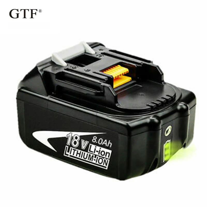 

GTF New 18V 8A Rechargeable Battery 8000mah Li-Ion Battery Replacement Power Tool Battery for MAKITA BL1880 BL1860