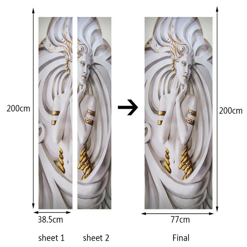 Европейский стиль 3D тисненая статуя дверь стикер Самоклеющиеся водоотталкивающие обои гостиная отель Декор стены стикер 3 D