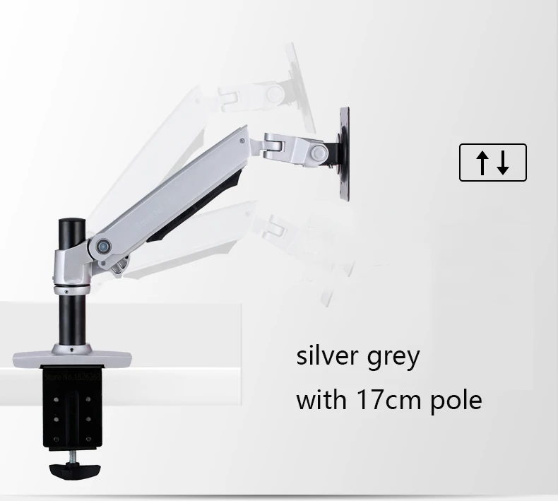 silver with 17cmPole Hyvarwey XSJ8011C Настольный полный движения 17-3" монитор держатель механический пружинный кронштейн алюминиевый монитор Поддержка загрузки 10 кг - Цвет: silver with 17cmPole