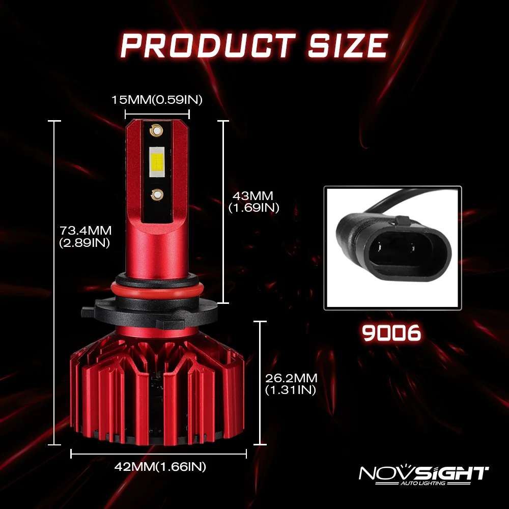 NOVSIGHT 2 шт. супер Brgiht 9005 светодиодные лампы H4 H7 H11 9005 HB3 Автомобильные светодиодные фары 60 Вт 10000LM 12 V 6000 К автомобилей новой версии