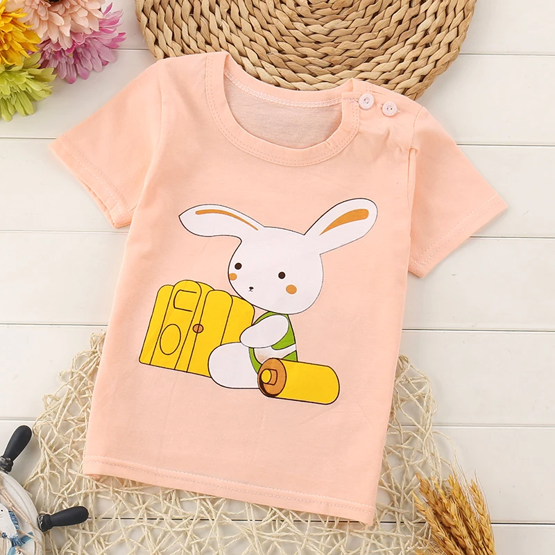 

2018 summer baby t-shirt Child clothes Base shirts Backing T shirt Undershirts rabbit pattern 100% cotton freeshpping