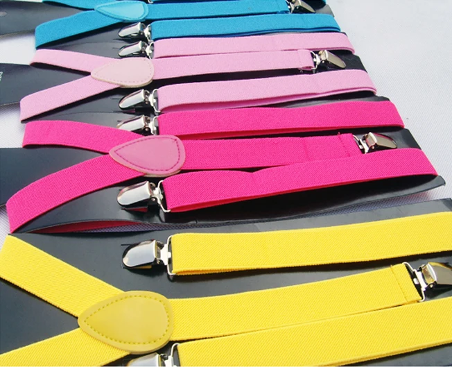 

New Mens Womens Unisex Clip-on Suspenders Elastic Y-Shape Adjustable Braces Solids 25*100cm Colorful