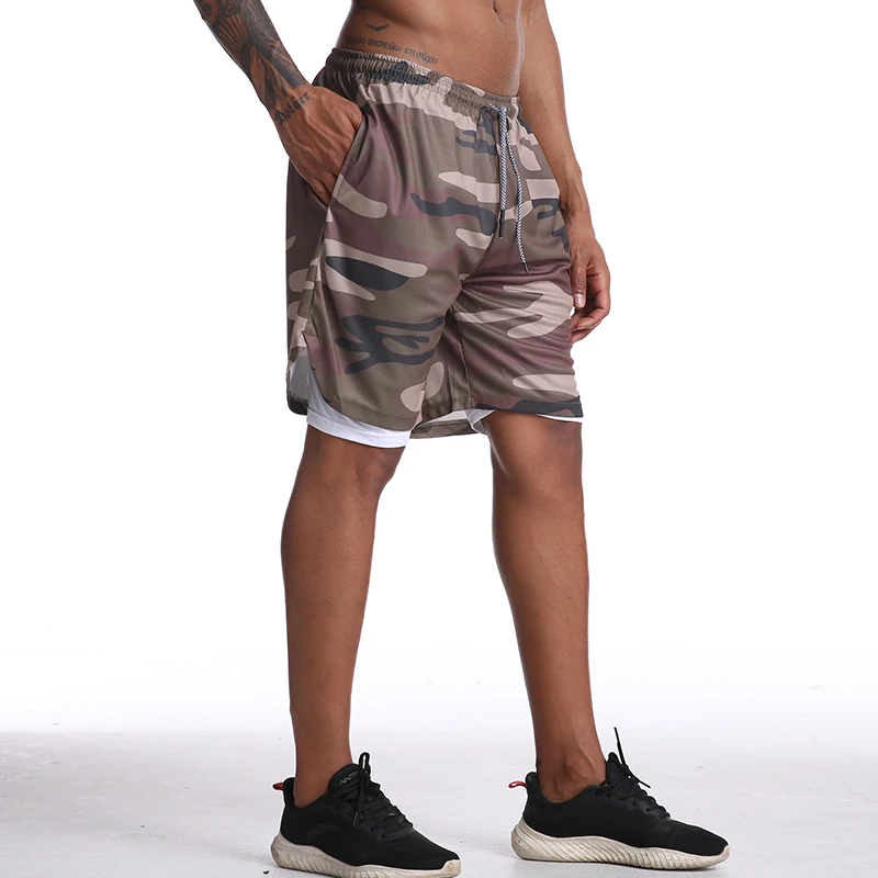 correndo shorts de dois andares homens fitness