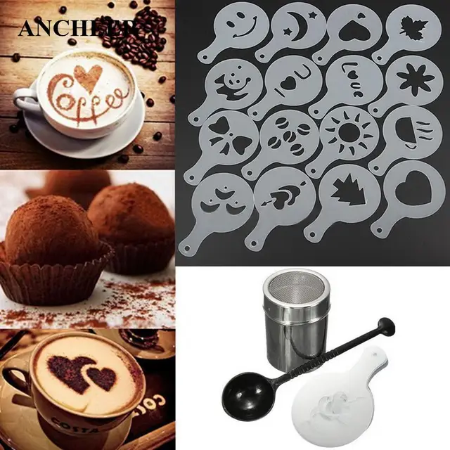 Best Offers 16PCS/set Plastic Cafe Foam Spray Template Barista Stencils Decoration Tool Garland Mold Fancy Coffee Printing Flower Model