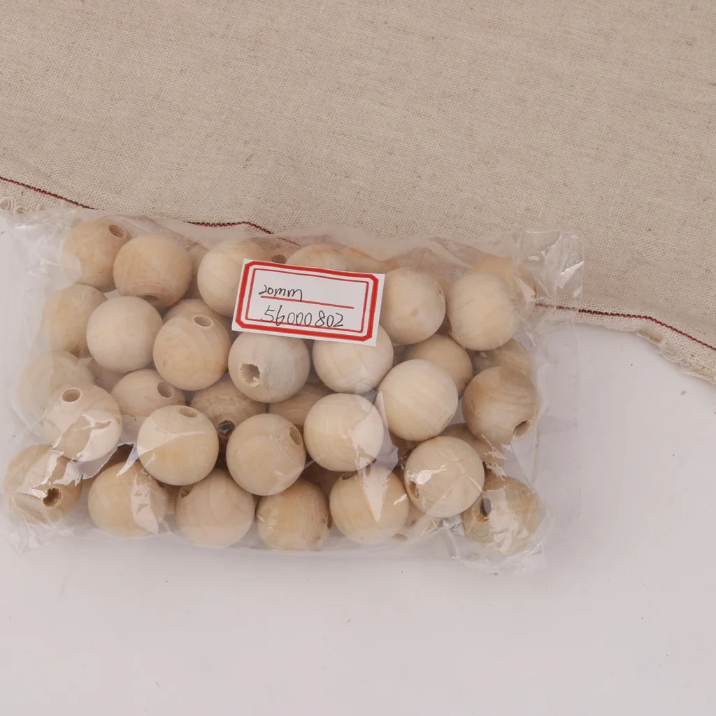 100pcs Natural Unfinished Wood Beads Baby Teething Round Ball Bead DIY Craft 10mm 20mm