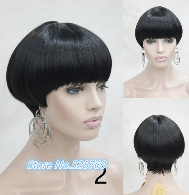 Fashion Lady Women Purple Short Hair Full Wig Mushroom Head Bob