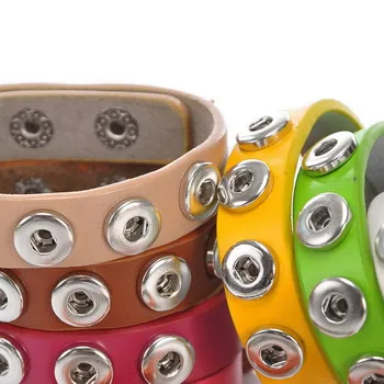 

Free ePacket Ship 50pcs/lot Diy Mix Colors Genuine Leather Wrap Bracelet Fit 12mm Diy Snaps Button Charm Bracelet Jewelry