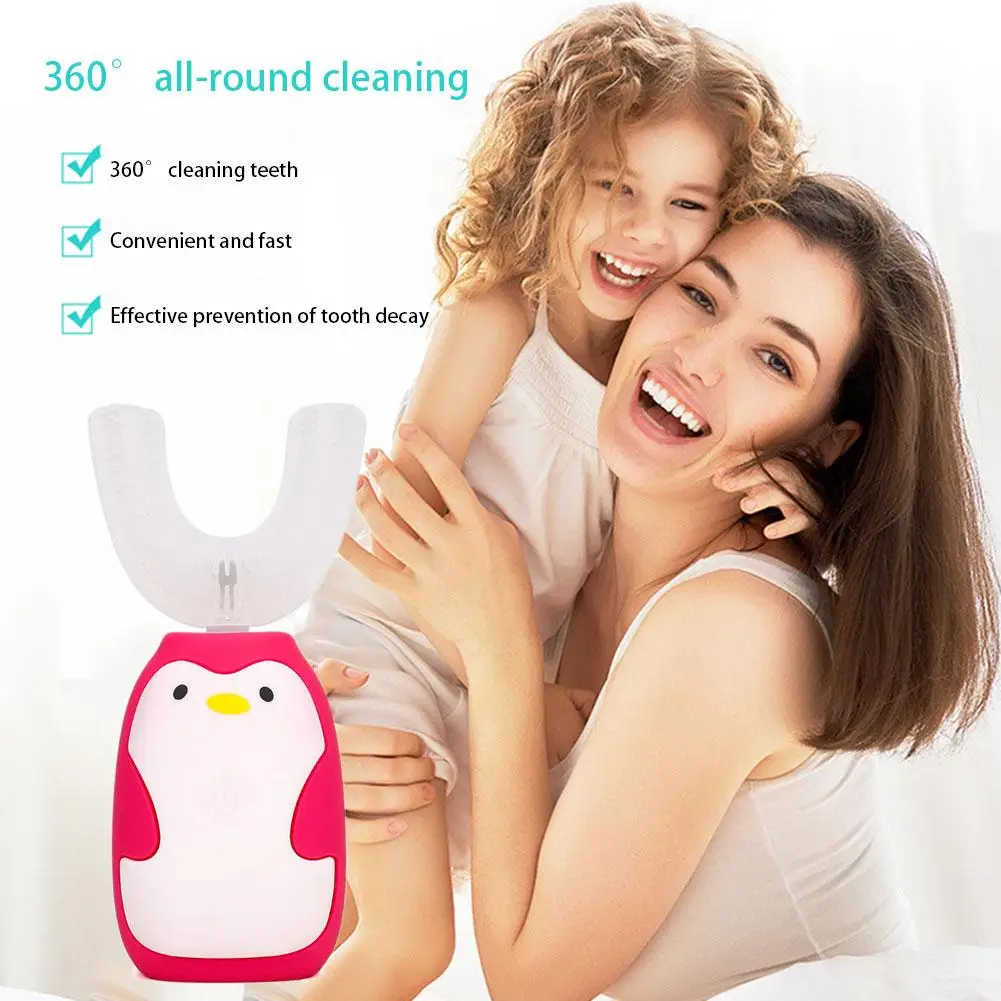 Electric Toothbrush U-shaped Ultrasonic Charging Smart Automatic IPX7 Waterproof Toothbrush Tooth Cleaner for 2-12 Years Old Kid Electric Toothbrush U-shaped Ultrasonic Charging Smart Automatic IPX7 Waterproof Toothbrush Tooth Cleaner for 2-12 Years Old Kid